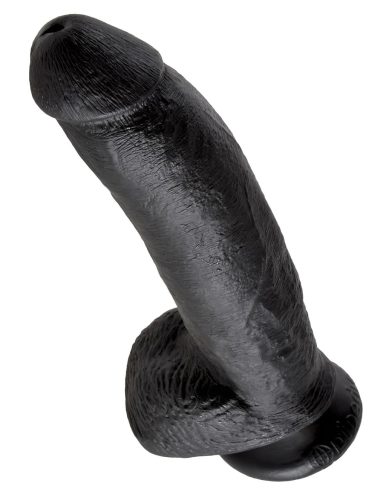 King Cock 9 - nagy tapadókorongos, herés dildó (23cm) - fekete