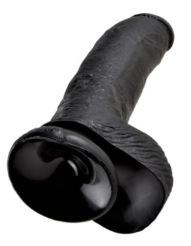 King Cock 9 - nagy tapadókorongos, herés dildó (23cm) - fekete