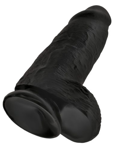 King Cock 9 Chubby - tapadókorongos, herés dildó (23cm) - fekete