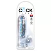 King Cock Clear 6 - tapadókorongos, herés kis dildó (15cm)