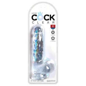   King Cock Clear 6 - tapadókorongos, herés kis dildó (15cm)