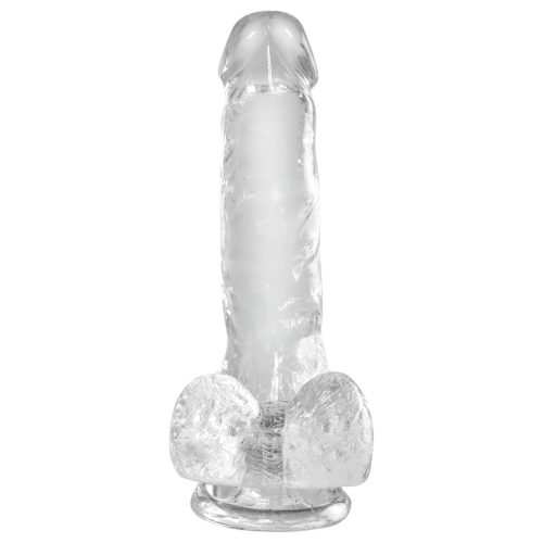 King Cock Clear 6 - tapadókorongos, herés kis dildó (15cm)