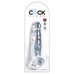 King Cock Clear 8 - tapadókorongos, herés dildó (20cm)