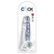King Cock Clear 8 - tapadókorongos, herés dildó (20cm)