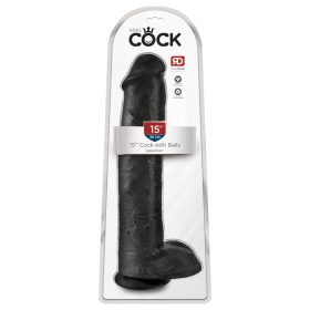 King Cock 15 - tapadókorongos, herés dildó (38cm) - fekete   King Cock 15 - tapadókorongos, herés dildó (38cm) - fekete