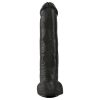 King Cock 15 - tapadókorongos, herés dildó (38cm) - fekete