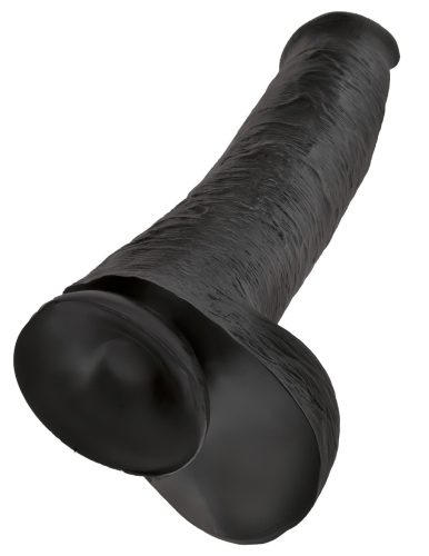 King Cock 15 - tapadókorongos, herés dildó (38cm) - fekete