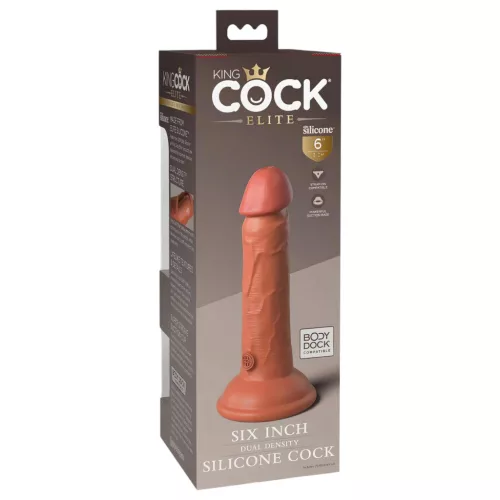 King Cock Elite 6 - tapadókorongos, élethű dildó (15cm) - sötét