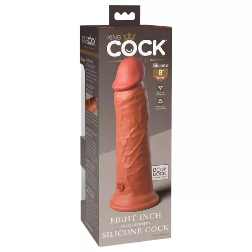 King Cock Elite 8 - tapadókorongos dildó (20cm) - sötét natúr