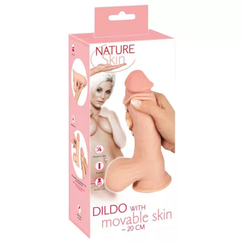 Nature Skin - dildó bőrrel - 20 cm (testszínű)