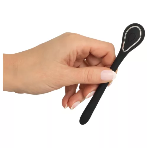 Penis Plug Dilator - akkus, vibrációs dilátor (1,1cm) - fekete