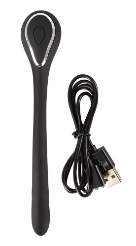 Penis Plug Dilator - akkus, vibrációs dilátor (1,1cm) - fekete