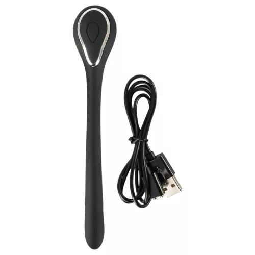 Penis Plug Dilator - akkus, vibrációs dilátor (1,1cm) - fekete