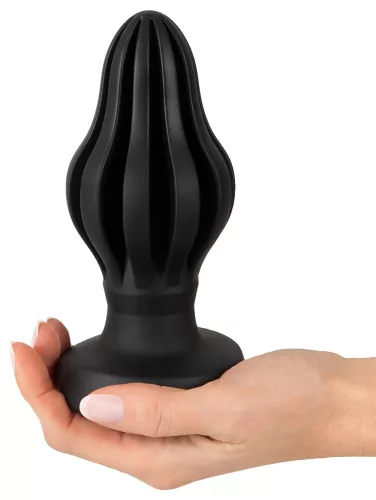 ANOS - bordázott puha anál plug - 7cm (fekete)