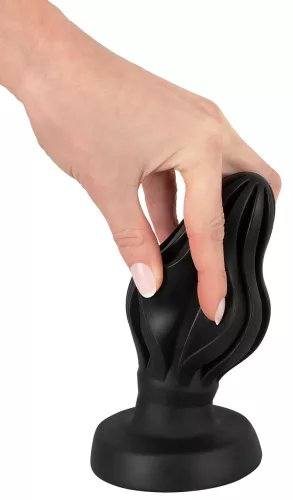 ANOS - bordázott puha anál plug - 7cm (fekete)