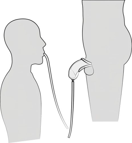 You2Toys Piss Play Sleeve - péniszfeltét kivezető csővel (átlátszó)