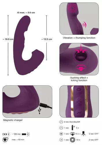 Javida - 4in1 csiklóizgató vibrátor (lila)