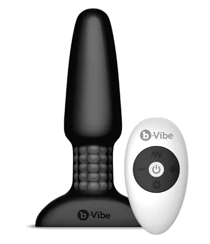 / b-Vibe - forgó gyöngyös, akkus anál vibrátor (fekete)