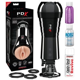   PDX Cock Compressor - szívó, vibráló punci maszturbátor (fekete)