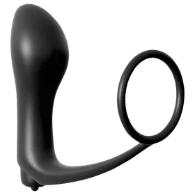 Analfantasy - ujj anál vibrátor péniszgyűrűvel (fekete)