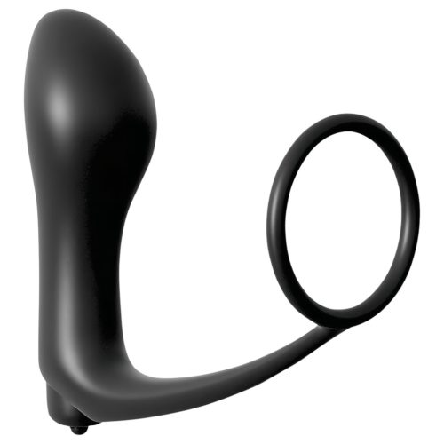 Analfantasy - ujj anál vibrátor péniszgyűrűvel (fekete)