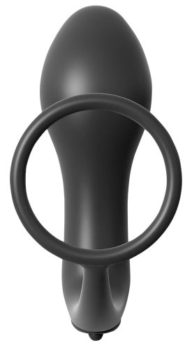 Analfantasy - ujj anál vibrátor péniszgyűrűvel (fekete)