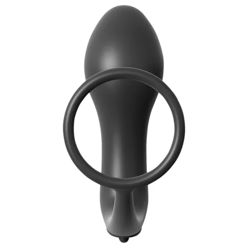 Analfantasy - ujj anál vibrátor péniszgyűrűvel (fekete)
