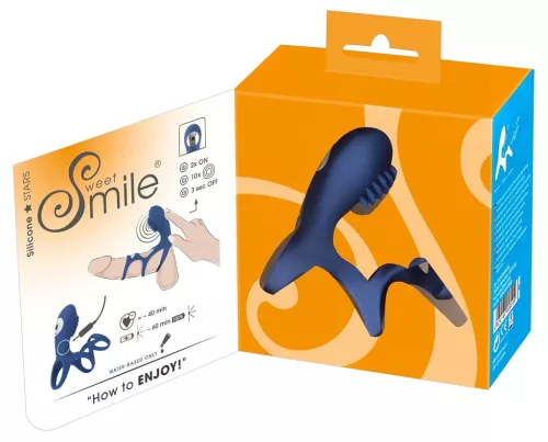 SMILE Couple - akkus, vibrációs péniszmandzsetta (kék)