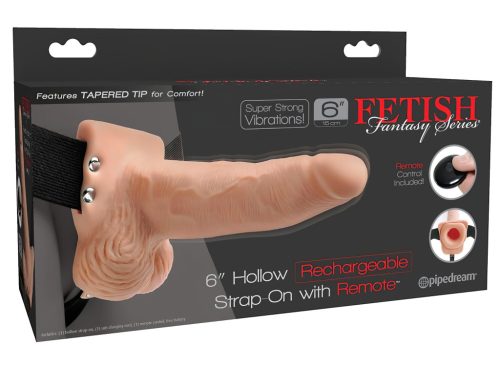 Fetish Strap-On 6 - felcsatolható, üreges vibrátor (natúr)