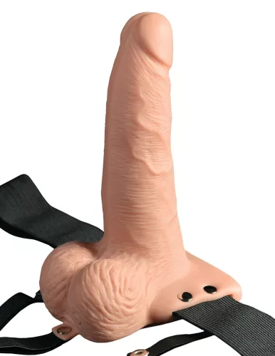 Fetish Strap-On 6 - felcsatolható, üreges vibrátor (natúr)