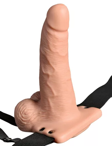 Fetish Strap-On 6 - felcsatolható, üreges vibrátor (natúr)