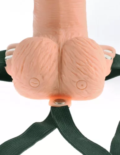 Fetish Strap-On 6 - felcsatolható, üreges vibrátor (natúr)