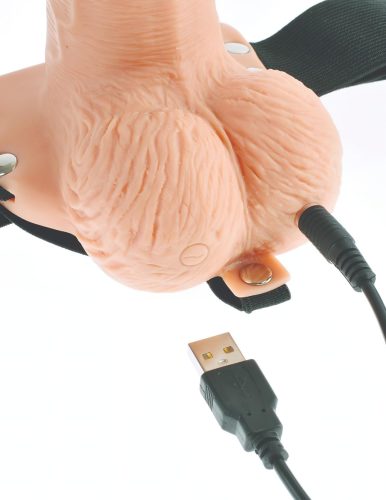 Fetish Strap-On 6 - felcsatolható, üreges vibrátor (natúr)