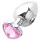Sunfo - fém anál plug szív alakú kővel (ezüst-pink)