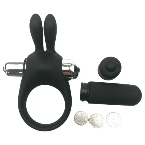 Pulselock Vantr - vibrációs nyuszis péniszgyűrű (fekete) - 30mm