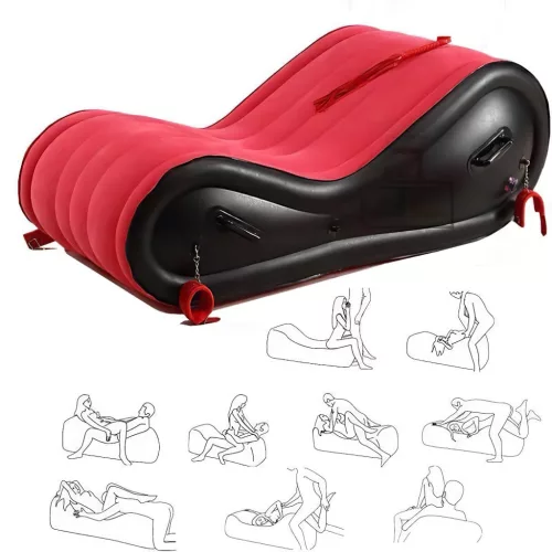 Magic Pillow - Felfújható BDSM szexbútor - bilinccsel - nagy (piros)