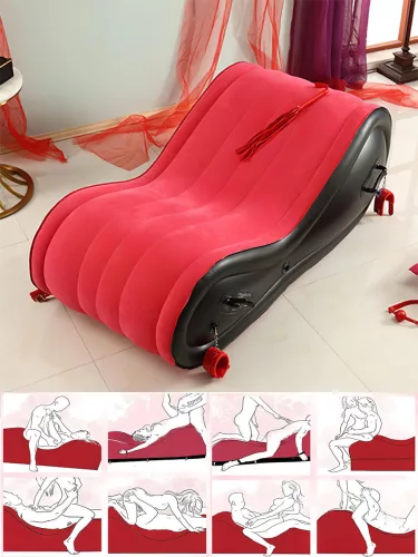 Magic Pillow - Felfújható BDSM szexbútor - bilinccsel - nagy (piros)