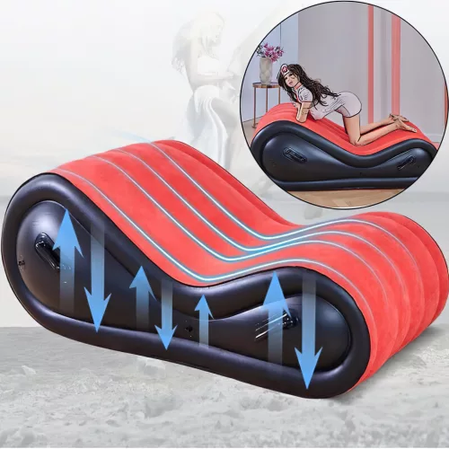 Magic Pillow - Felfújható BDSM szexbútor - bilinccsel - nagy (piros)
