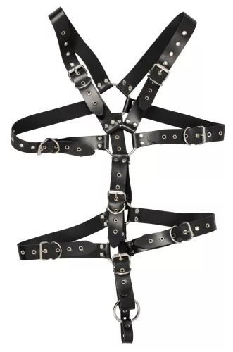 ZADO - bőr férfi testhám body (fekete, S-L)