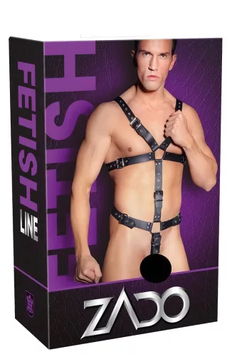 ZADO - bőr férfi testhám body (fekete, S-L)