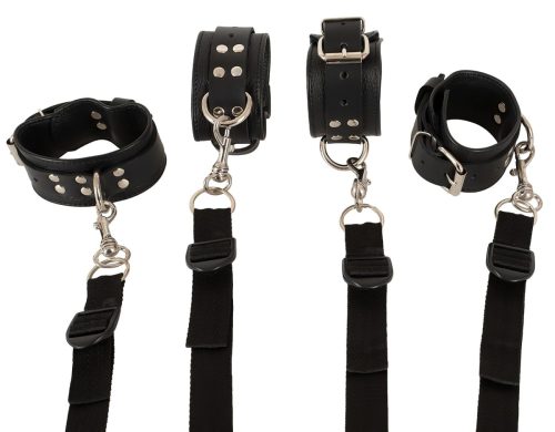 ZADO - bőr ágyhoz kötöző szett (fekete)