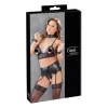 Cottelli Bondage - csipkés fényes fehérnemű szett (4 részes)