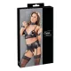Cottelli Bondage - csipkés fényes fehérnemű szett (4 részes)