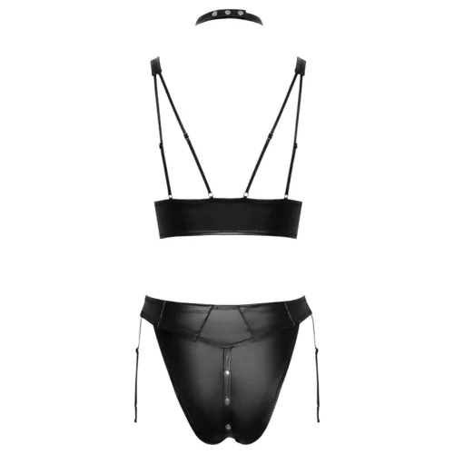 Cottelli Bondage - fényes melltartó szett bilincsekkel (fekete)