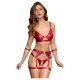 / Cottelli Bondage - fényes melltartó szett és kar bilincs (piros)