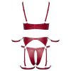 / Cottelli Bondage - fényes melltartó szett és kar bilincs (piros)