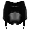 Noir - fényes forrónadrág harisnyatartóval (fekete)