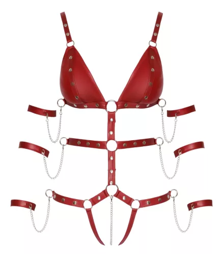 Bad Kitty - szegecses bondage body (piros)