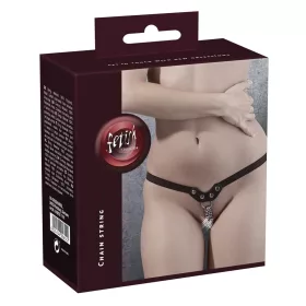 Fetish - szegecses, láncos tanga - fekete (S-L)