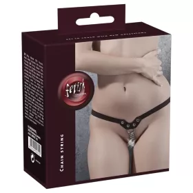Fetish - szegecses, láncos tanga - fekete (S-L)
